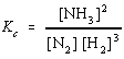 equilibrium expression for ammonia